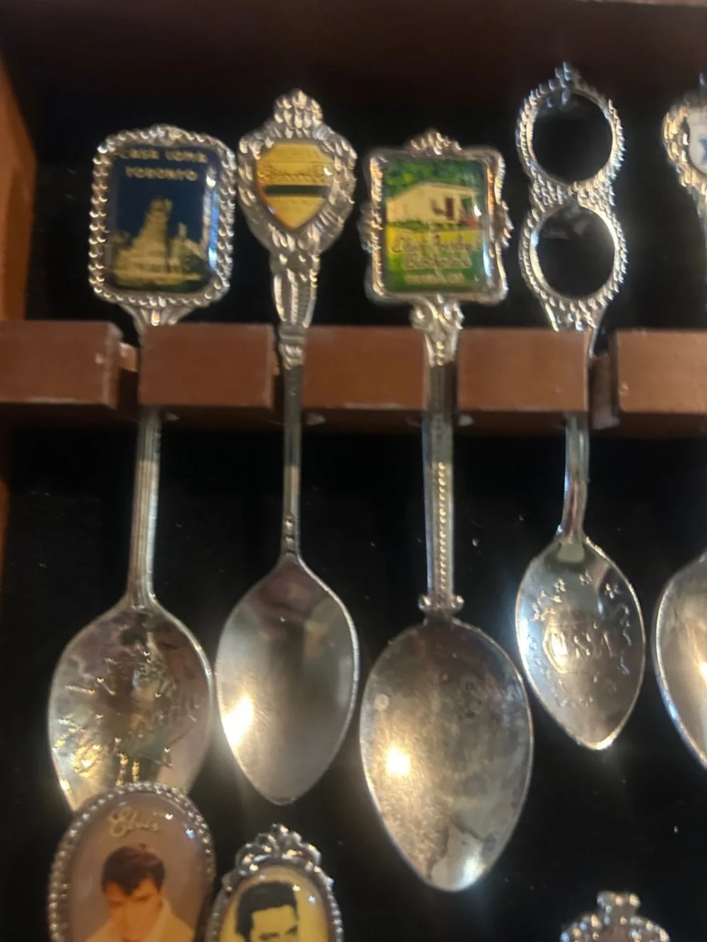 Collector’s Display Case of Decorative 26 Souvenir Spoons